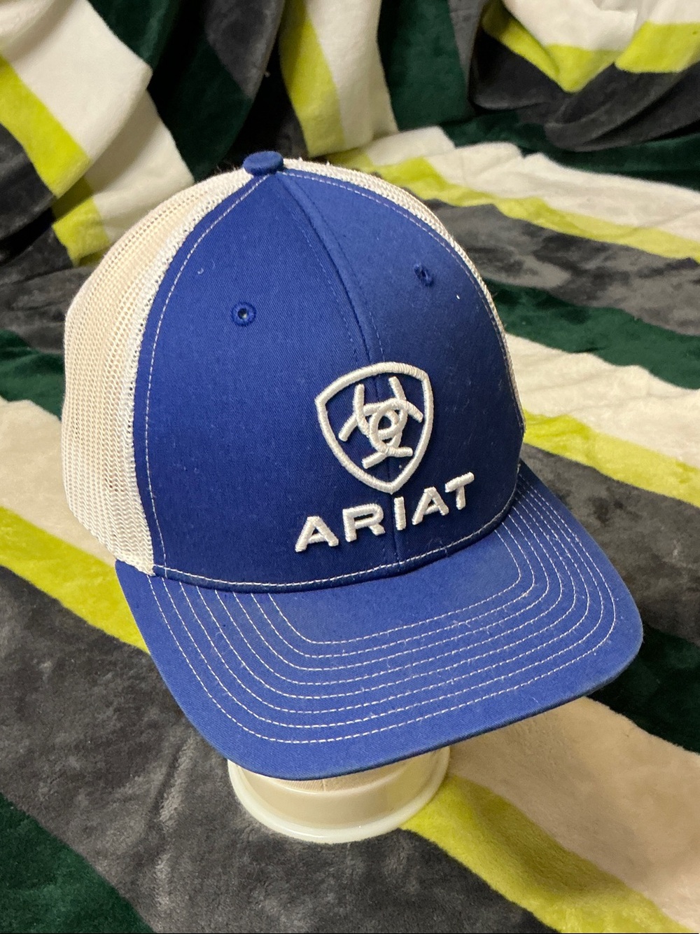 Ariat Royal Blue and White Mesh Logo Cap